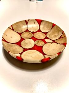 Natural Wood Non-toxic Resin Polished Modern Customized Color Wedding Decoration Wood Bowl - Product Image 2