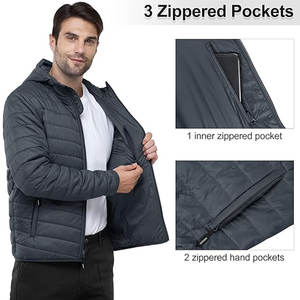 Fabricante OEM de Chaquetas Acolchadas Ligeras con Capucha para Hombre, Abrigo Acolchado Cálido Resistente al Agua con Diseño Personalizado - Product Image 3