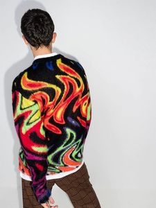 Pull en mohair jacquard personnalisé avec logo OEM & ODM, pull à col rond pour homme, tricoté, pull en maille moelleuse, pull d'hiver pour homme - Product Image 4