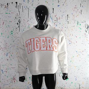 Sweat-shirt à col montant gris cendré TIGERS, 100% coton, avec broderie appliquée blanche, col large, URBAN PRODUCTIONS - Product Image 1