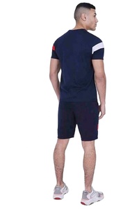 T-shirt et short d'été de haute qualité ensemble bleu ensemble de short de gymnastique en coton imprimé de logo personnalisé pour hommes - Product Image 2