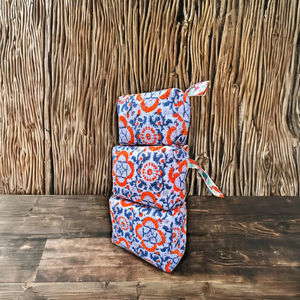 Wholesale Hand Block Cotton Eco-Friendly Cosmetic Organizer Small Travel <b>Case</b> Floral Print Zipper Closure Lightweight Waterproof - Product Image 4