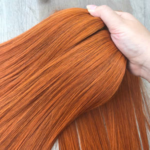 Prix de gros 100% brut vierge vietnamien trame humaine dentelle perruque os droit couleur Orange Super Double Drawn Extensions de cheveux - Product Image 5