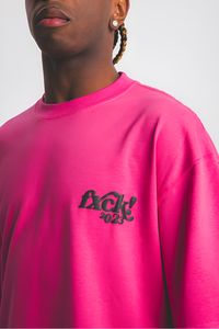 เสื้อยืดสตรีทแวร์สีชมพูคุณภาพสูงสำหรับผู้ชาย ผ้าเจอร์ซีย์ 100% คอกลม เสื้อยืดโอเวอร์ไซส์พิมพ์ลายพัฟฟ์สำหรับผู้ชาย - Product Image 3