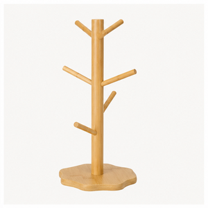 Premium Natural Mug Tree Holder Stand With 6 Hooks Eco-Friendly Coffee Cup Organizer & Tea Cup <b>Drying</b> <b>Rack</b> For Kitchen <b>Rack</b> - Product Image 5