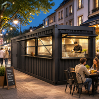 Conteneur maritime de 40 pieds personnalisé, boutique, cuisine commerciale préfabriquée, barbecue, restaurant de burgers, kiosque alimentaire, projet clé en main