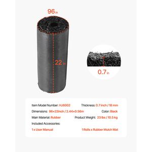 แผ่นยางปูพื้นสีดำรีไซเคิล ดูเป็นธรรมชาติ ขนาด 96 x 22 นิ้ว สำหรับทางเดินในสวน ยางปูพื้นถาวรสำหรับจัดสวน - Product Image 4