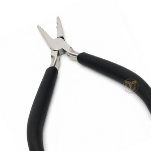 Alicates Clásicos para Extensiones de Cabello con Mango Negro – Herramienta Profesional de Acero Inoxidable para Crimpar y Remover Micro Anillos - Product Image 3