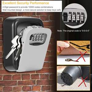 Outdoor Waterproof Wall-Mounted Key Lock <b>Box</b> with 4 Digit Combination Resettable Codes Waterproof <b>Travel</b> Locks Storage - Product Image 5