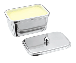 Beurrier moderne fini argenté en acier inoxydable, boîte à beurre polie, rangement pour réfrigérateur et comptoir, ustensile de cuisine - Product Image 6