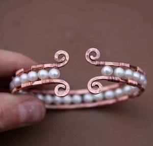 Elegant Copper <b>Bracelet</b> For Women With Handmade Craftsmanship And Modern Minimalist Jewelry Fashion Style - Product Image 4
