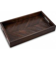 Plateau de rangement ovale en bois pour cuisine, finition polie, design classique, passe au lave-vaisselle, utilisation sur table, compartiment unique - Product Image 1