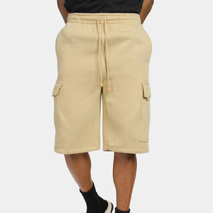 Shorts cargo pour homme en polaire épaisse, mi-longs, en coton respirant, avec logo frontal, style streetwear, fermeture à cordon de serrage - Product Image 2