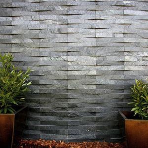 Panneau mural extérieur minimaliste en pierre de grès écologique gris argenté, finition brisée, pour revêtement de façade moderne - Product Image 1