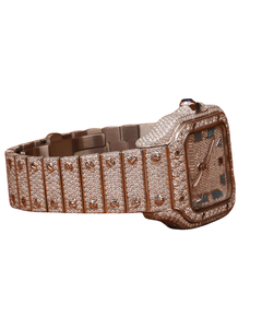 Montre-bracelet de luxe à quartz étanche avec affichage à aiguilles, pour homme et femme, cadran blanc, bracelet en or blanc - Product Image 3