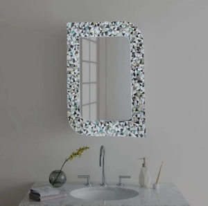 Vietnam Modern <b>MOP</b> Floral Round Mirror Handmade <b>Wall</b> Decor - Product Image 2