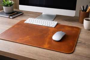 Genuine Cowhide Leather Mouse Pad Hand Crafted <b>Desk</b> Mat Durable Real Leather Mousepad for Creative Agencies LMP-0041 - Product Image 6
