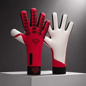 Guantes de Portero de Fútbol Rojos y Blancos, Dedos Completos, Antideslizantes, Transpirables, con Correa de Muñeca Ajustable, Unisex - Product Image 2