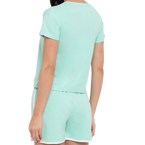 Women's Summer <b>Twin</b> <b>Set</b> in New Style Casual Wear OEM Custom Logo Wholesale Price Soft Cotton Breathable Fabric Solid Pattern - Product Image 3