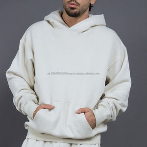 Sudaderas con capucha informales de secado rápido para hombre con logotipo personalizado 400 GSM 60% algodón 40% poliéster sudaderas con capucha de gran tamaño en blanco - Product Image 4