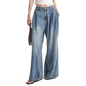 Jeans de Mezclilla para Mujer, 100% Algodón, Estilo Boyfriend, Corte Holgado, Casual, Color Sólido, Lavado, Cintura Media, Tejido, para Invierno - Product Image 3