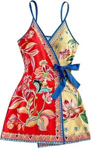 Minivestido tropical para mujer con corte en A y espalda descubierta - Product Image 1