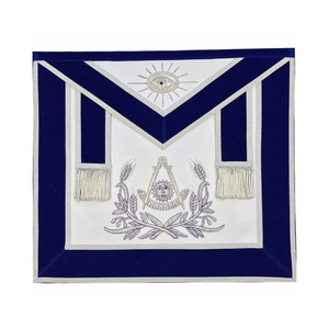 Delantal Masónico Plateado Bordado de Piel de Cordero Blanca, Regalia Ceremonial, Fabricante de Artículos Masónicos - Product Image 1
