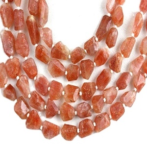 Mejor calidad AAA grado 14 \ "largo Natural Sunstone piedra preciosa facetada Nuggets forma naranja pulsera collar pendiente al por mayor - Product Image 1
