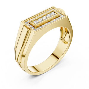 Anillo de oro amarillo macizo de 14k para mujer con piedras cultivadas en laboratorio de corte brillante redondo, para uso diario, banda apilable - Product Image 3