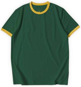 <b>Men's</b> <b>Navy</b> <b>Blue</b> Contrast Trim Front Logo Eco-Friendly Ringer T-<b>Shirt</b> Short Sleeve O-Neck Casual Solid - Product Image 3