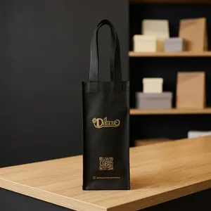 Custom Logo Printed Reusable Non Woven Wine <b>Bottle</b> <b>Bag</b> Eco Friendly Premium Spunbond <b>Gift</b> <b>Bag</b> Heat Seal Handle for Promotion - Product Image 1
