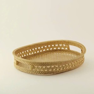 Exquisite Oval Rattan Serving Tray Wicker Tray Decorative Serving Tray <b>Rustic</b> <b>Table</b> Accent Perfect For <b>Coffee</b> <b>Table</b> Home Decor - Product Image 5