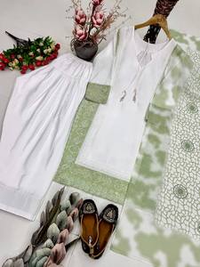Conjunto de Traje Salwar Farshi para Mujer TENNECY, Seda Natural, Bordado Intenso con Lentejuelas, Reversible, Secado Rápido, para Bodas y Diwali - Product Image 4