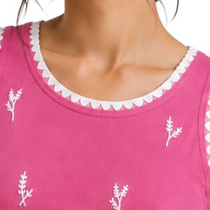 เสื้อกล้ามรัดรูปสีชมพูสดและสีขาวสำหรับผู้หญิง แต่งลายปัก สไตล์ลำลอง ใส่สบายช่วงฤดูร้อน ผ้าฝ้ายยืดหยุ่น รับผลิตตามแบบ OEM - Product Image 5
