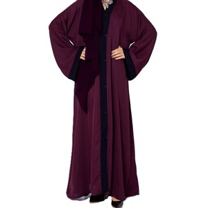 Vestido Abaya de Manga Ancha, Diseño Liso, Ropa Modesta, Proveedor Mayorista, Fabricante, Vestido Abaya de Manga Larga - Product Image 1