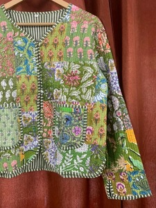 Indian Handmade <b>Knitted</b> Cotton Quilted Reversible <b>Animal</b> Print Women's Jacket Coat Blazers - Product Image 4