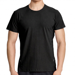 เสื้อยืดคอกลมแขนสั้นทรงเข้ารูปสำหรับผู้ชาย สีส้ม แห้งเร็ว ผ้าถักโพลีเอสเตอร์ สีพื้น ดีไซน์เรียบง่าย - Product Image 5