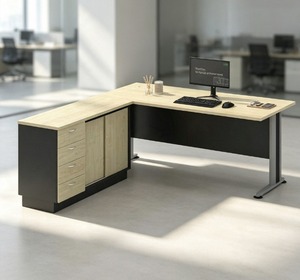 Escritorio Ejecutivo Moderno de Madera de Arce, Diseño Contemporáneo, Estación de Trabajo Independiente para Oficina, Gabinete de Almacenamiento con 7 Cajones - Product Image 1