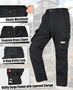 Men's <b>Black</b> <b>Work</b> <b>Pants</b> With Tool Pockets Abrasion Resistant Cargo Trousers For Mechanics - Product Image 2