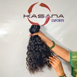 Venta al por mayor 100% de seda ondulado indio templo extensiones de cabello humano crudo sin procesar cutícula alineada estilo de onda natural - Product Image 1