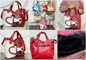 Bolso de Hombro de Cuero Repujado con Pelo de Vaca Estilo Western Hecho a Mano, Bolsos Tote de Diseño de Boutique de Moda con Estampado de Corazón y Correa Ajustable - Product Image 4