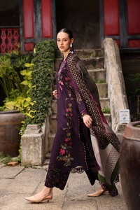 Famous designer ladies winterwear kameez shalwar <b>Linen</b> fabric pakistani style suits for women embroidered printed lenin - Product Image 4