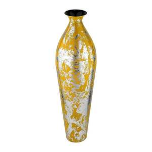 Luxury Handmade Metal Floor Vase Yellow Silver Finish Coastal Design Eco-Friendly Wedding Decorative Accent for Living Room Home - Product Image 3