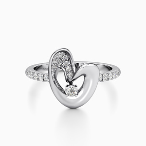 Bague de fiançailles personnalisée de luxe en or 10K 14K 18K ou argent 925 935 avec diamant rond de laboratoire torsadé en forme de cœur - Product Image 3