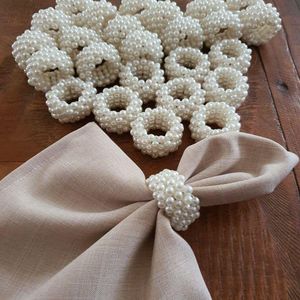 Pearl Napkin Rings Circle Shape 4.5cm Width Classic Design Durable Wedding <b>Table</b> Decoration Accessory - Product Image 1