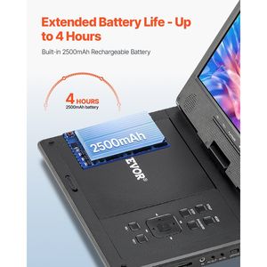 Schermo HD Portatile Girevole da 9 Pollici per Lettore DVD con Batteria Ricaricabile Integrata da 4 Ore, Supporto TV/USB Dual Sync - Product Image 3