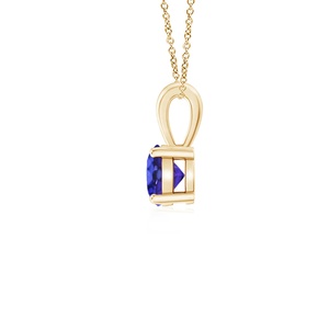 Custom Made Natural Precious Gemstone <b>Pendant</b> Necklace 14K Pure <b>Gold</b> Natural Tanzanite Classic Prong-Set Round Solitaire <b>Pendant</b> - Product Image 2
