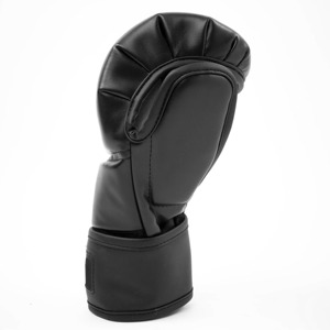 Premium <b>Black</b> MMA Gloves Faux Leather Grappling Mitts Professional Martial Arts Sparring Punching Training Open Palm Boxing 8 oz - Product Image 4