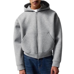 Men's Zipper-<b>Up</b> Solid Knitted 100% Cotton Breathable Eco-Friendly Hooded Sports <b>Cardigan</b> Casual Regular Fit Sweatshirt Hoodie - Product Image 2