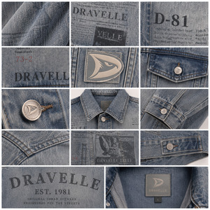 Chaquetas vaqueras gris azulado con estampado de periódico, estilo holgado unisex, Cyber Y2K, con logo personalizado, de fábrica. - Product Image 3